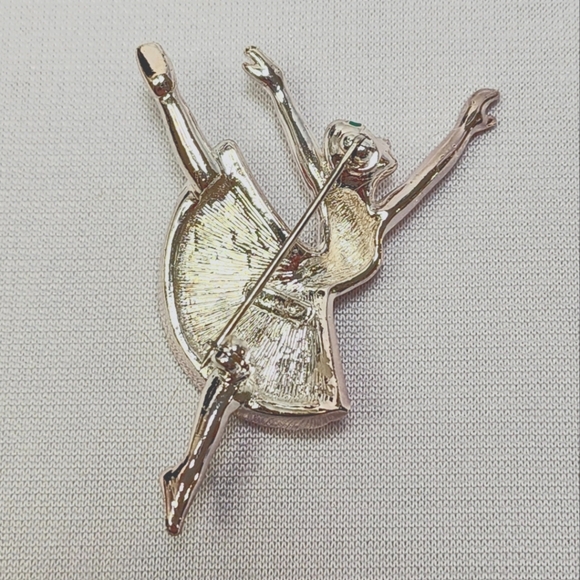 Monet Ballerina Silver with Pink and White Crystal Brooch - Picture 5 of 12
